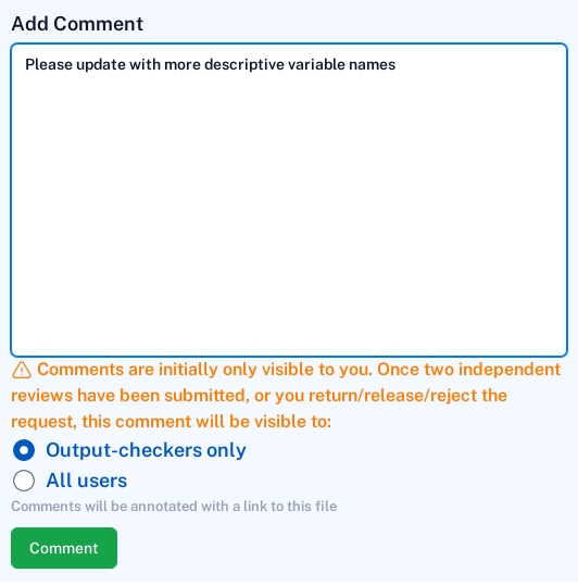 Adding a comment from a file view